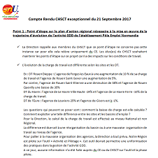 Compte Rendu du CHSCT du 21 septembre 2017