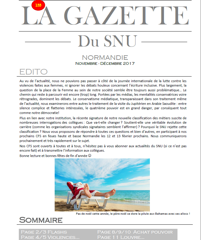 La Gazette du SNU Normandie – Novembre-Décembre 2017