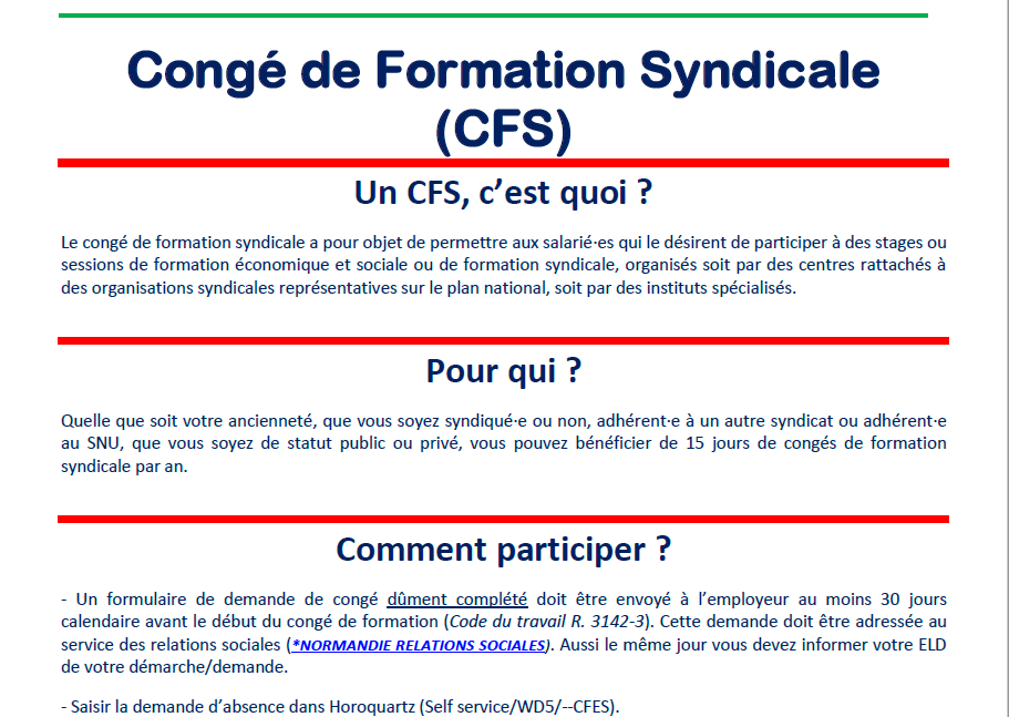 Le Droit de Savoir N°4 – Congé de Formation Syndicale –