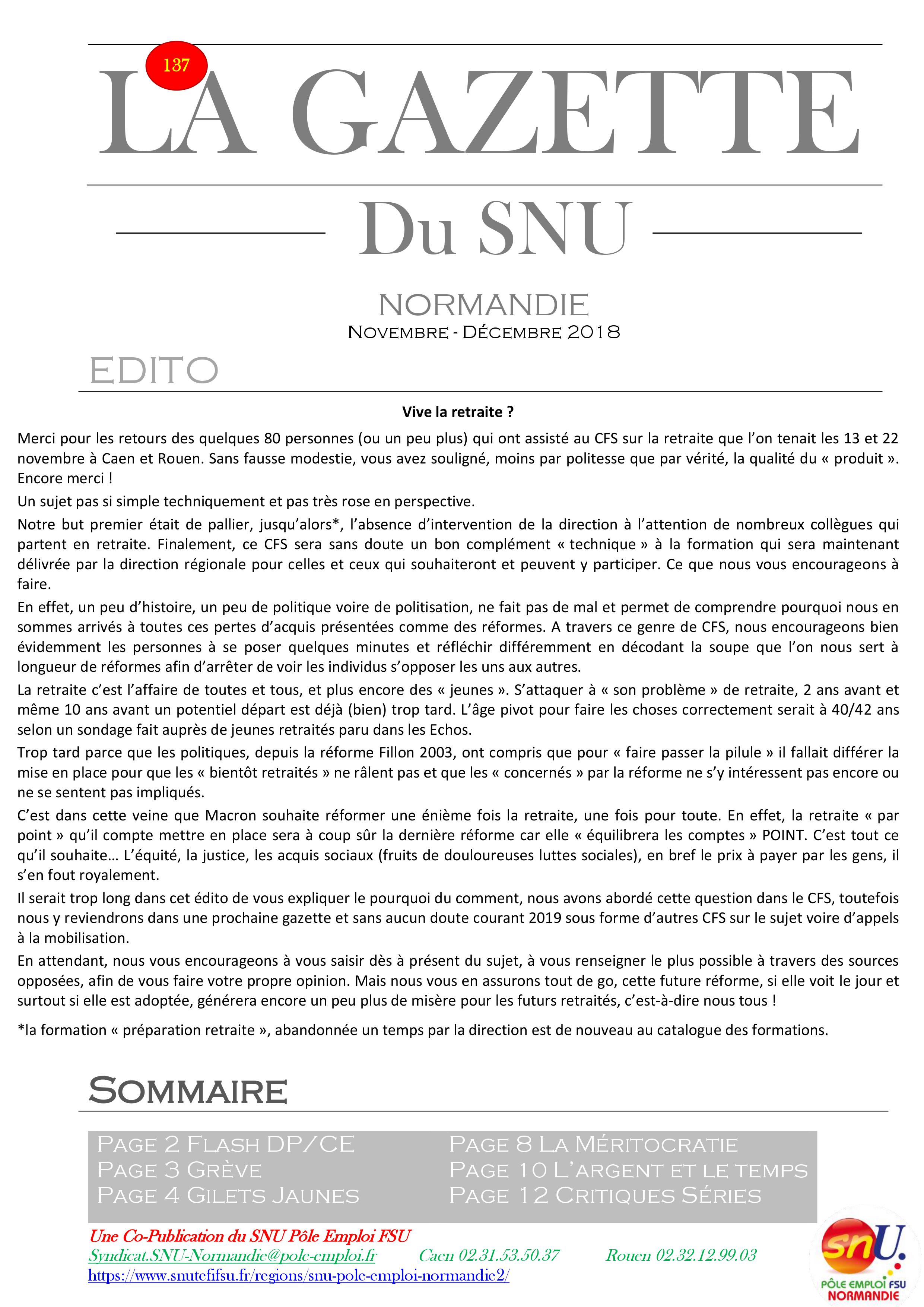 Gazette Septembre – Novembre – Décembre 2018