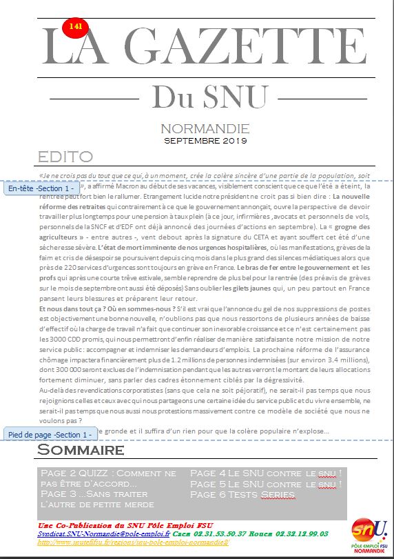 La Gazette Septembre 2019