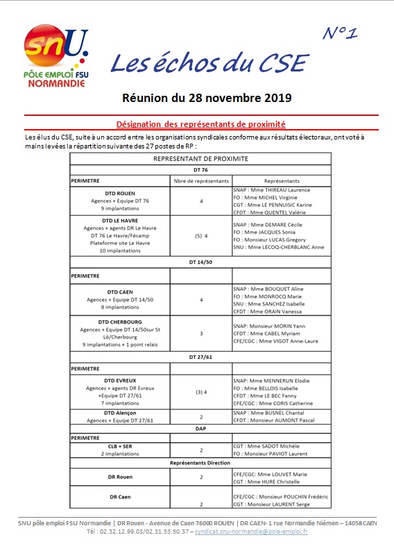 CSE du 28 Novembre 2019