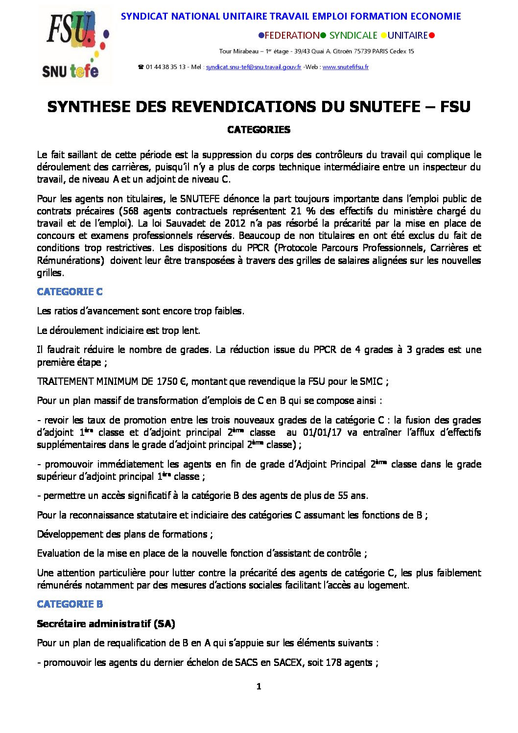 Réunion du Bureau National de la FSU TEFE