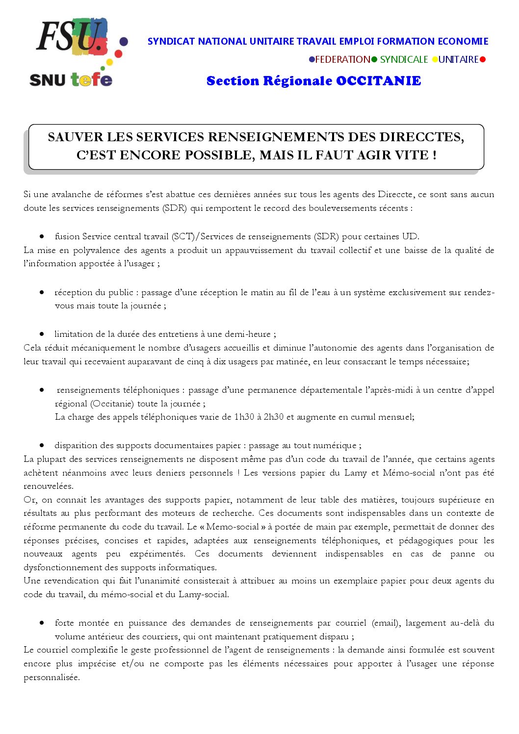 Réunion du Bureau National de la FSU TEFE