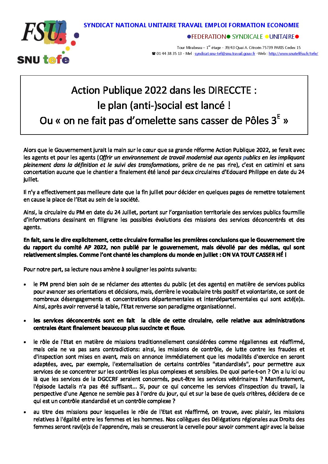 Réunion du Bureau National de la FSU TEFE