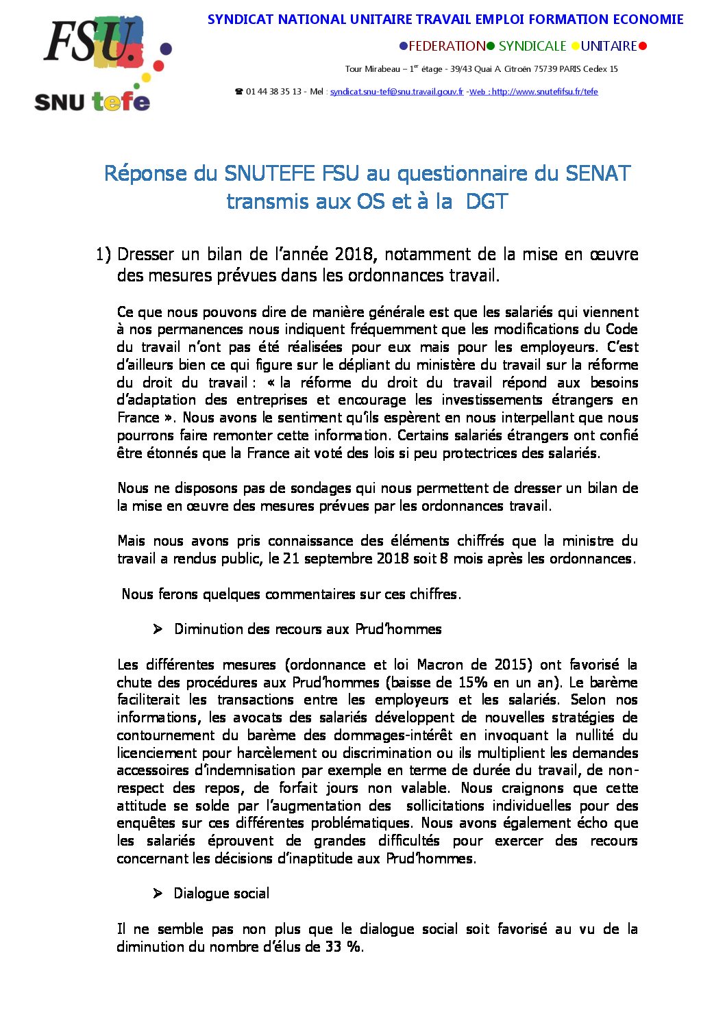 Réunion du Bureau National de la FSU TEFE