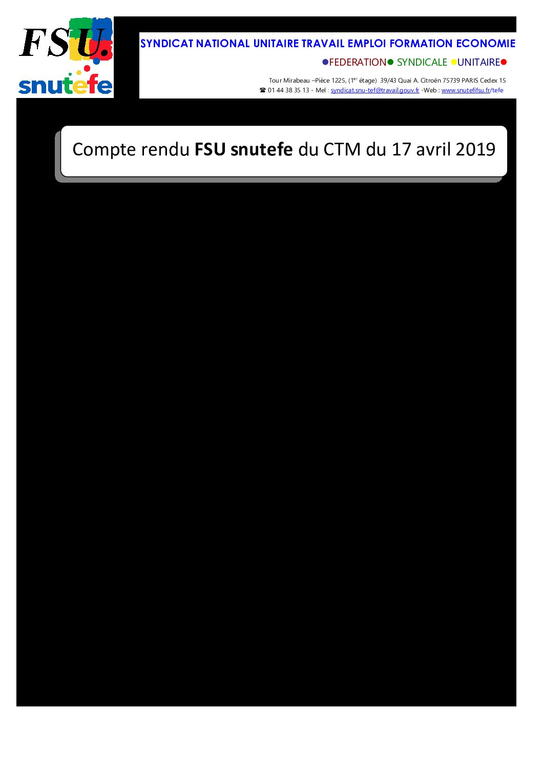 Réunion du Bureau National de la FSU TEFE