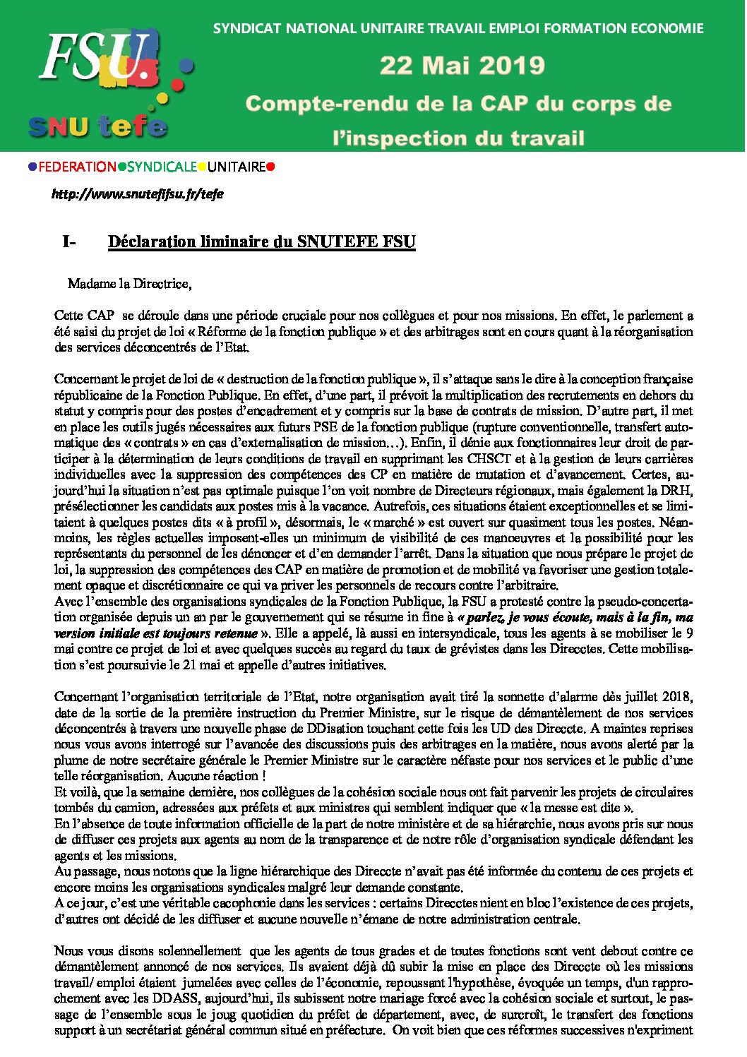 Réunion du Bureau National de la FSU TEFE