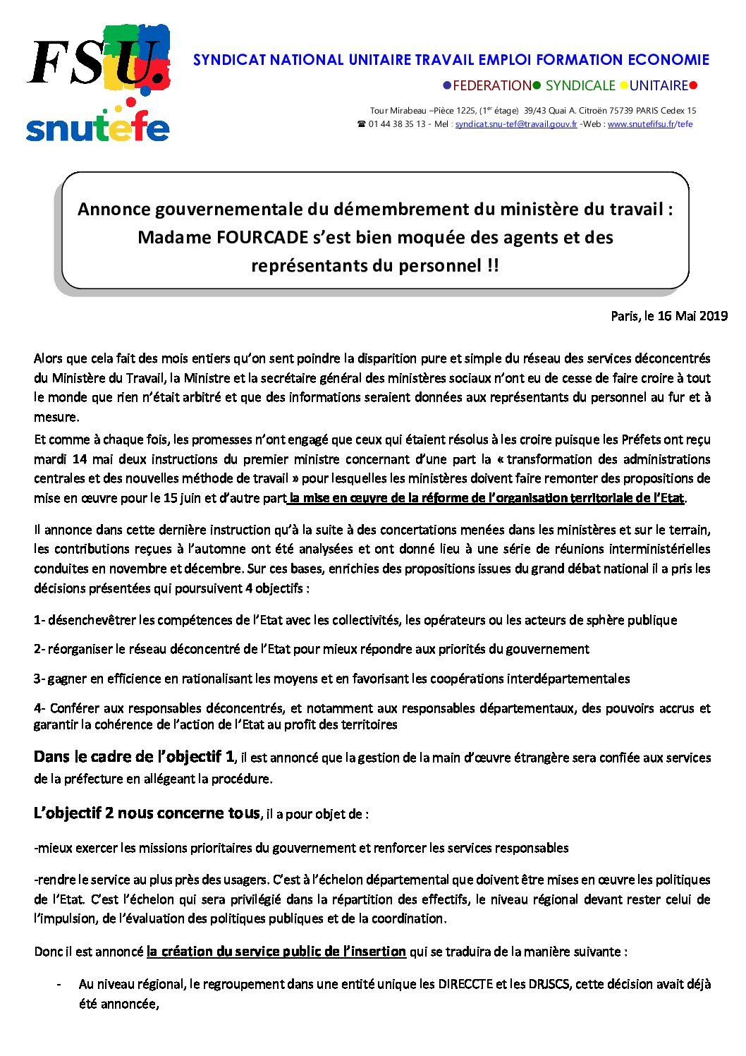 Réunion du Bureau National de la FSU TEFE