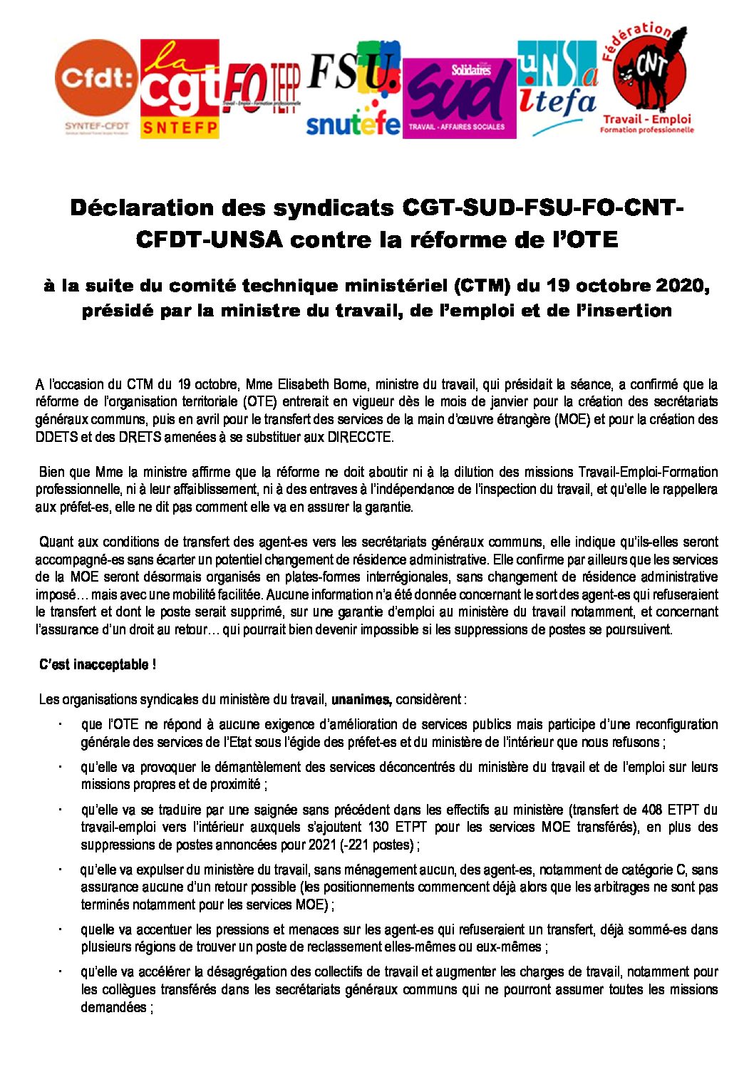Réunion du Bureau National de la FSU TEFE