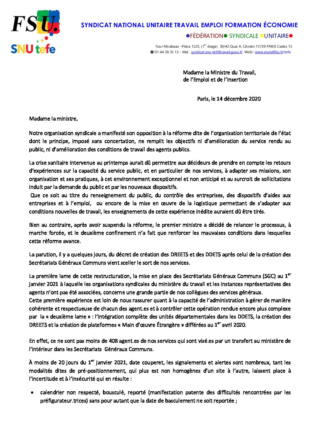 Réunion du Bureau National de la FSU TEFE