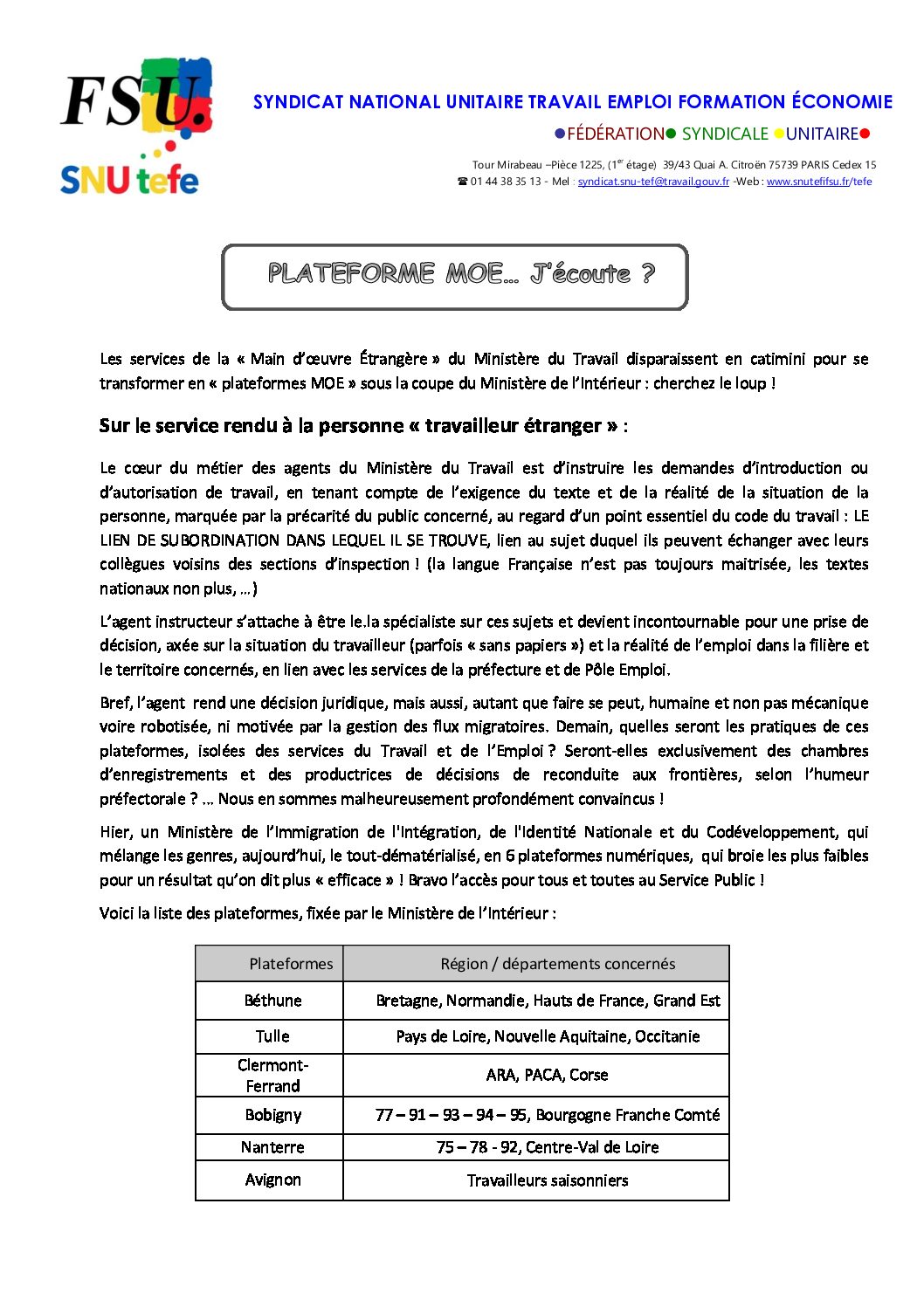 Réunion du Bureau National de la FSU TEFE