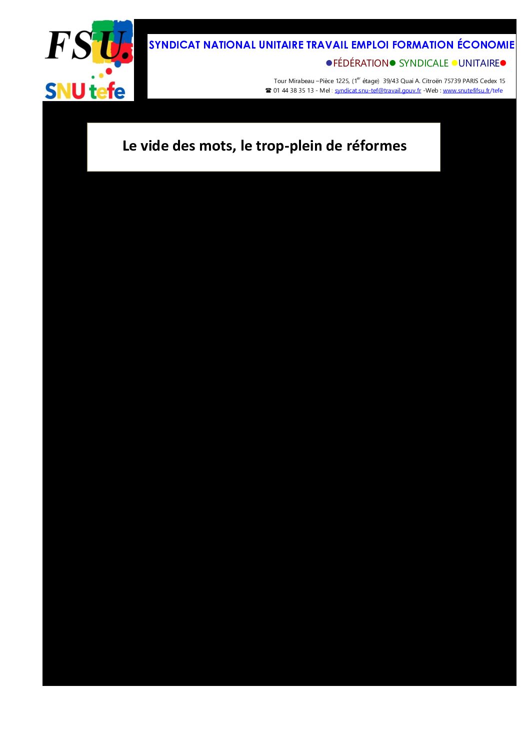 Réunion du Bureau National de la FSU TEFE