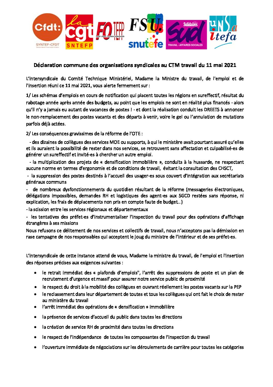 Réunion du Bureau National de la FSU TEFE