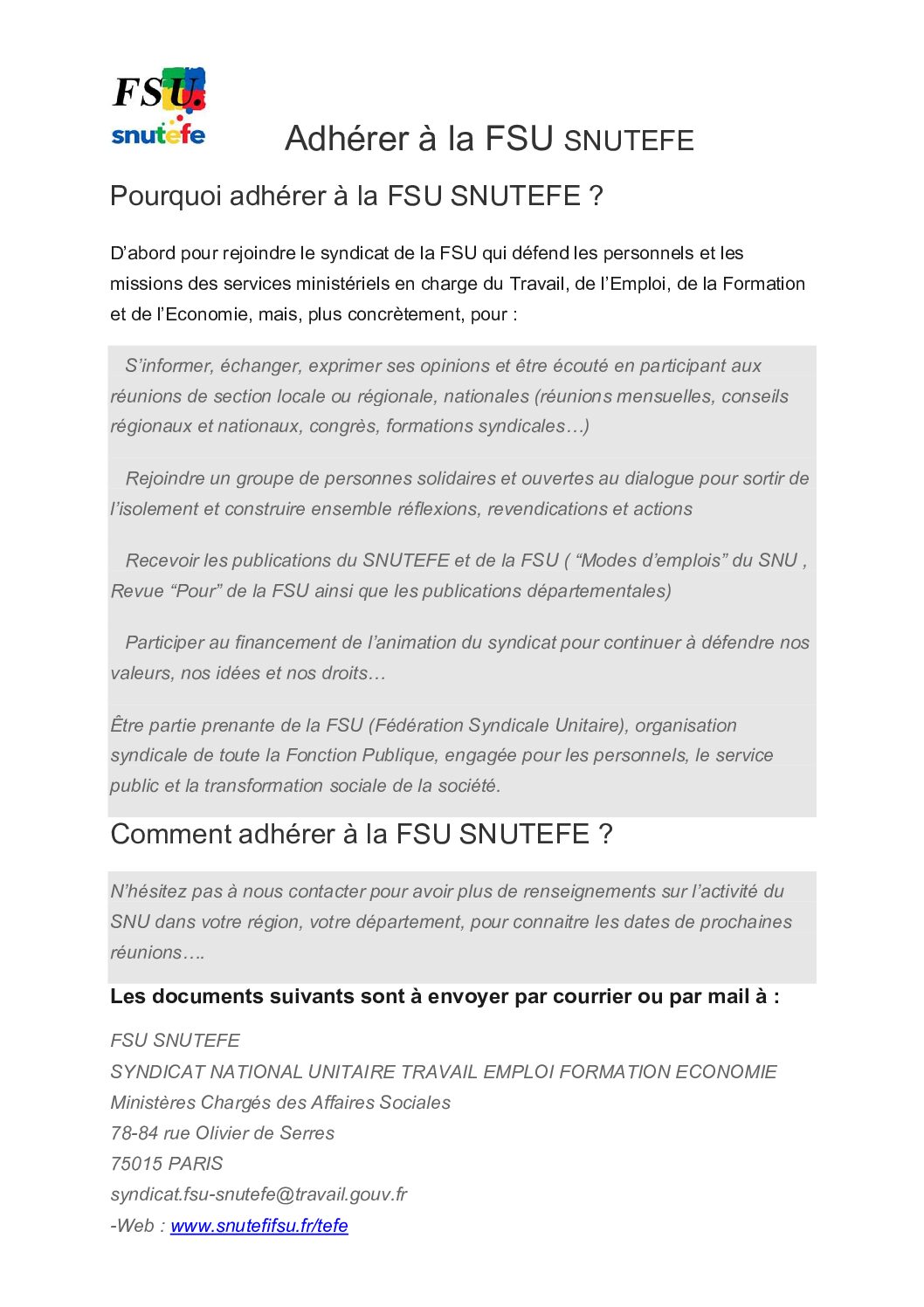 Réunion du Bureau National de la FSU TEFE