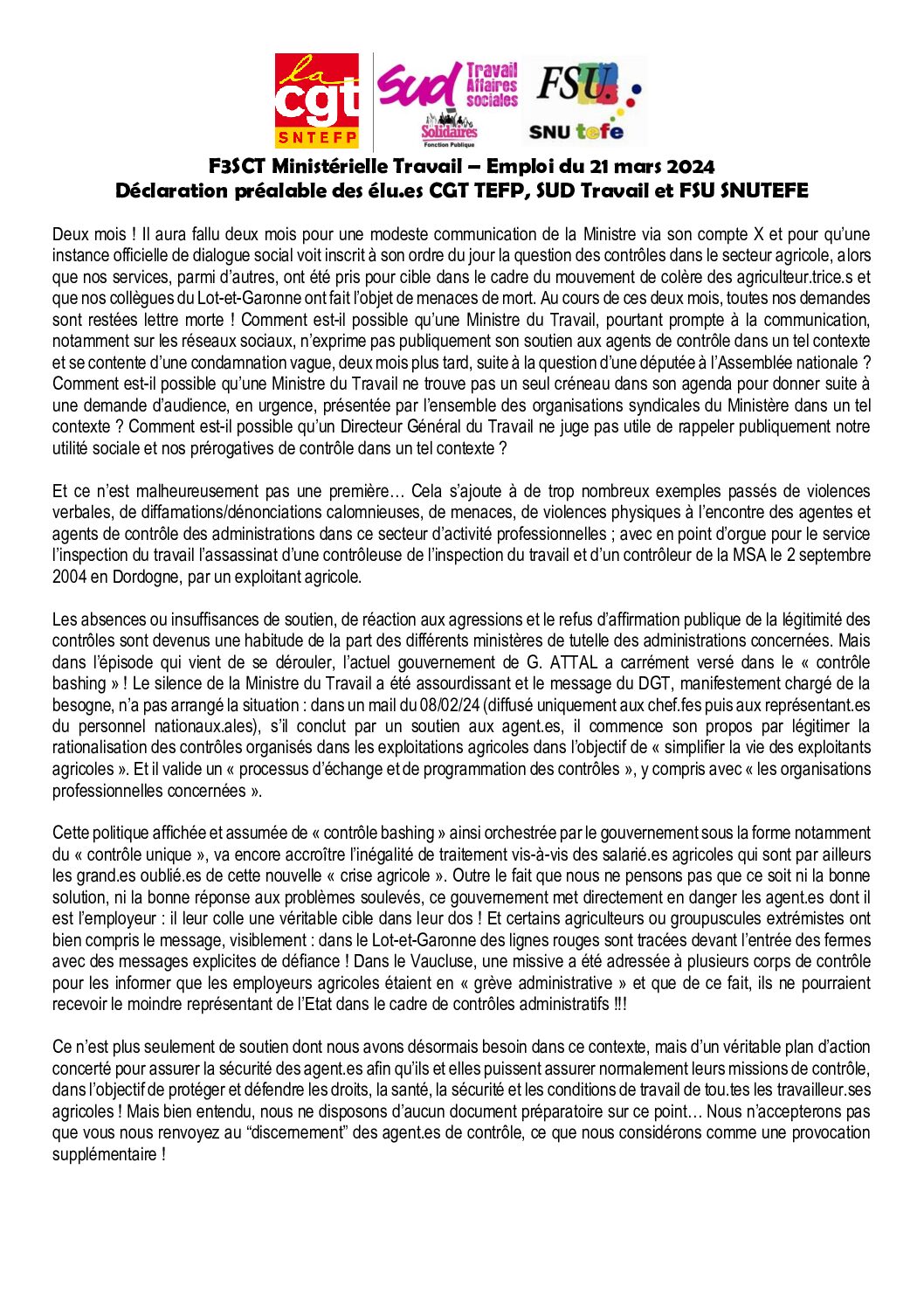 Réunion du Bureau National de la FSU TEFE