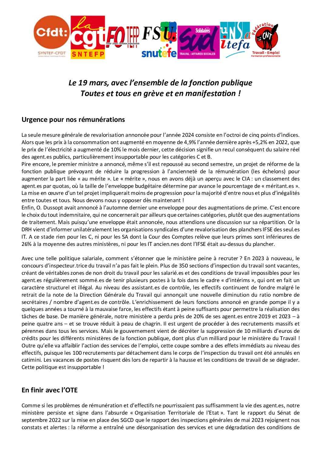Réunion du Bureau National de la FSU TEFE