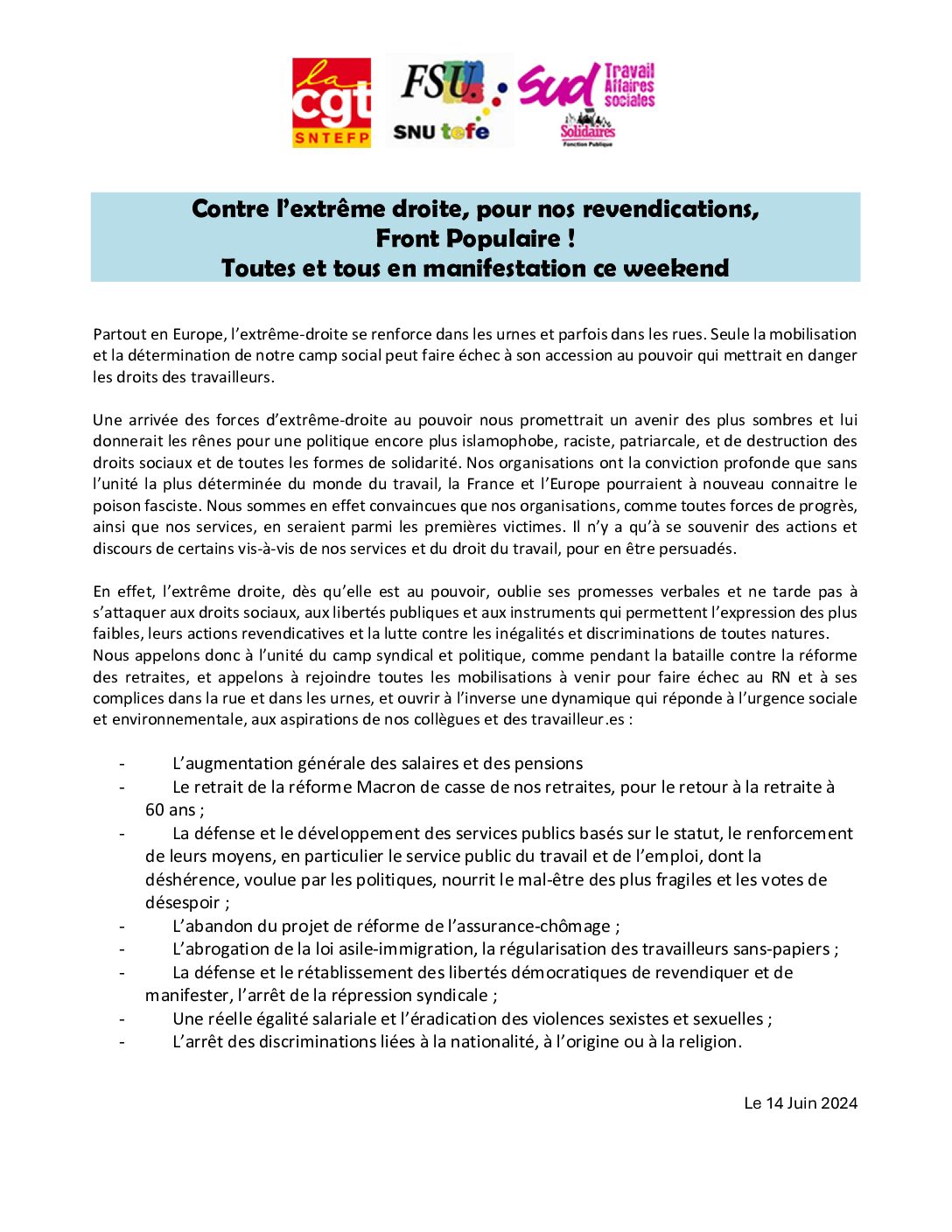 Réunion du Bureau National de la FSU TEFE