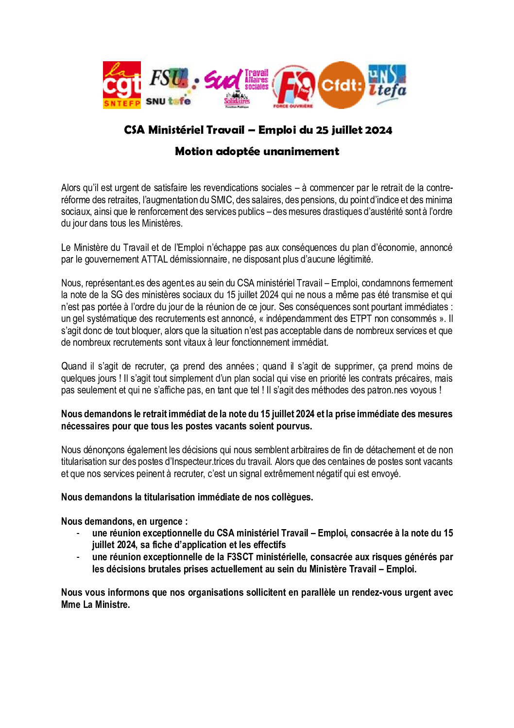 Réunion du Bureau National de la FSU TEFE